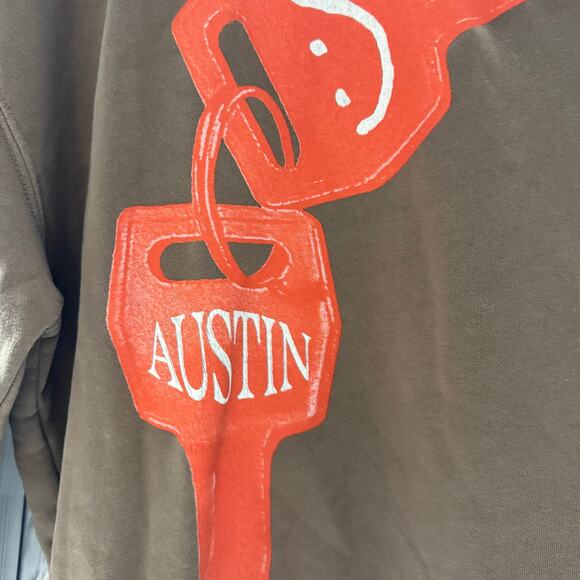 Post Malone Austin Concert Sweatshirt 2023 Tour Brown Orange Key Graphic XL - Picture 2 of 8
